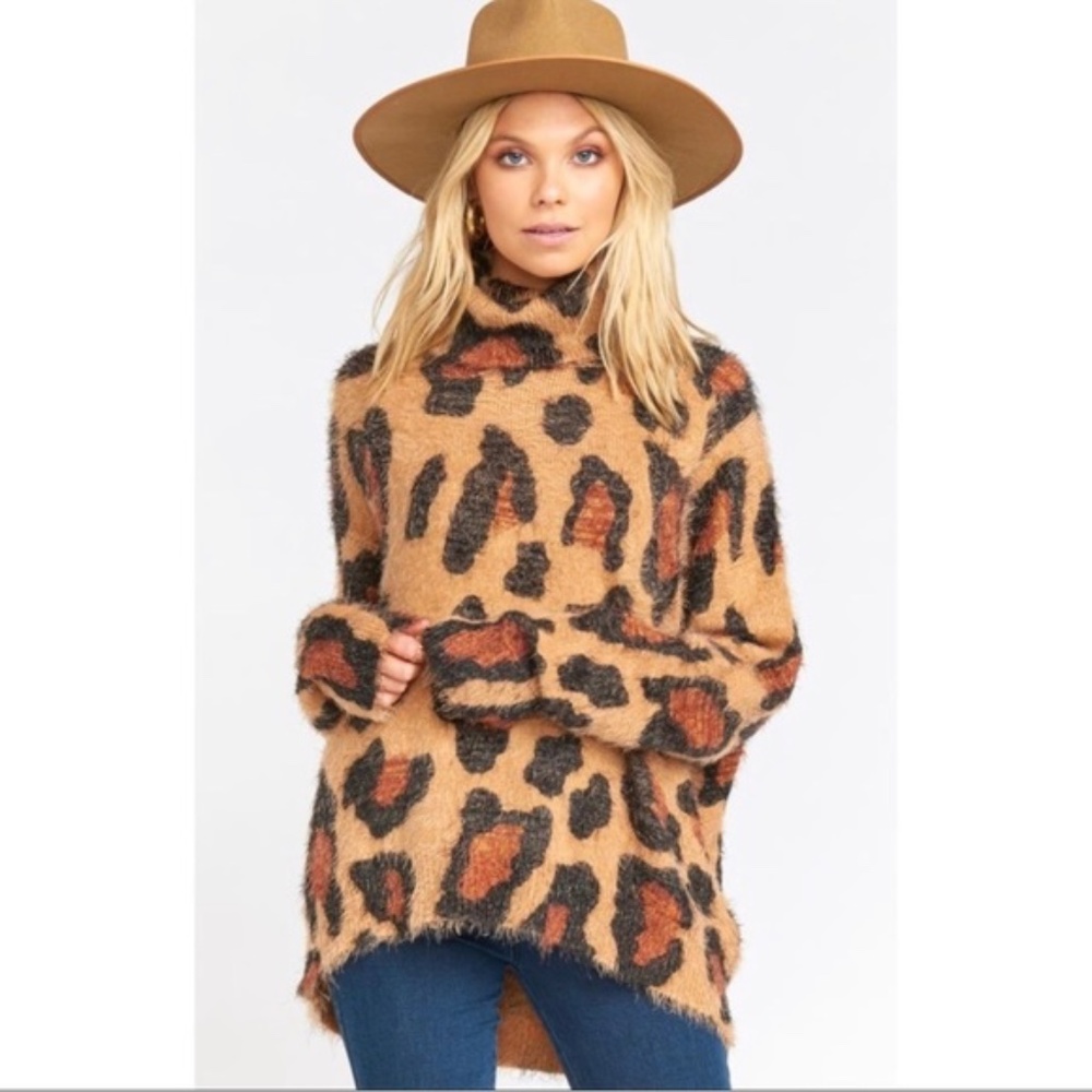 Show Me Your Mumu Fatima Turtleneck Cheetah Fever Sweater size S